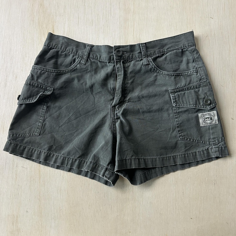 Y2K L.e.i. Cargo Shorts Womens 5 30W Green Canvas Utility Pockets Summer Casual